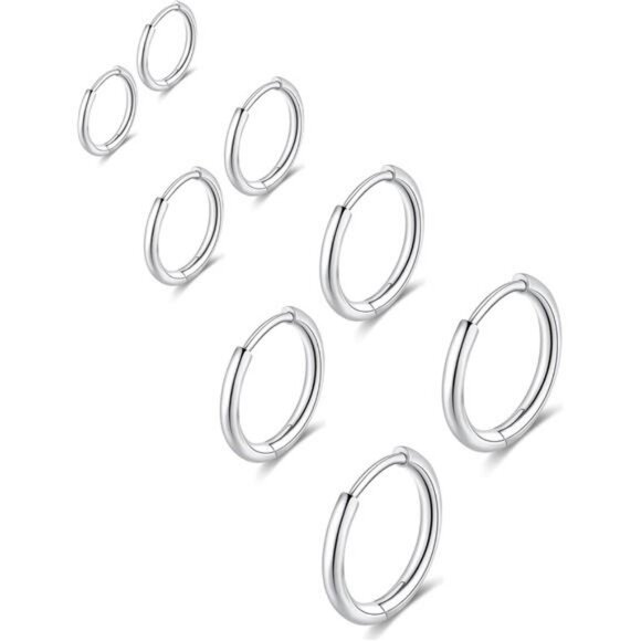 Stainless Steel Huggie Hoop Earrings Set Hypoallergenic Cartilage Lobe - Picture 1 of 7